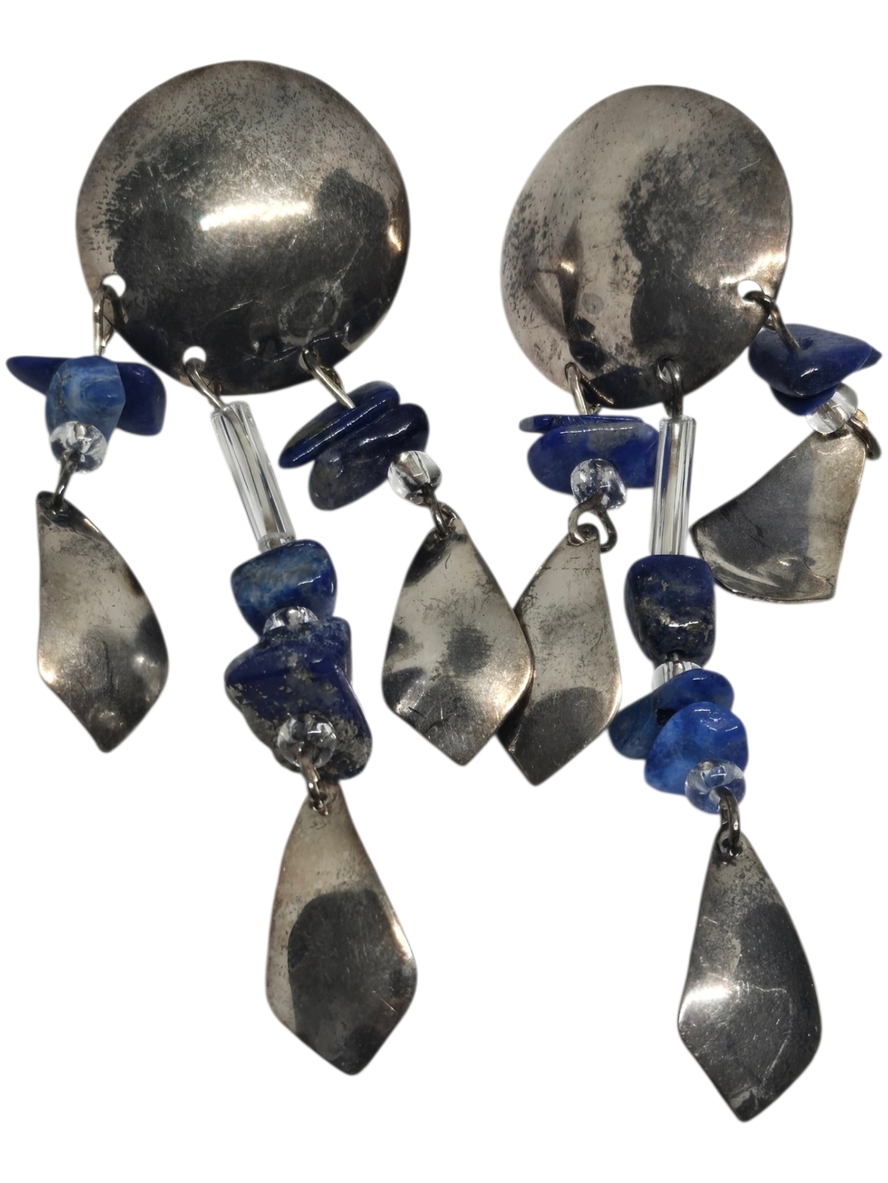 Sterling Silver & Blue Dangle Drop Earrings with Lapis Accent